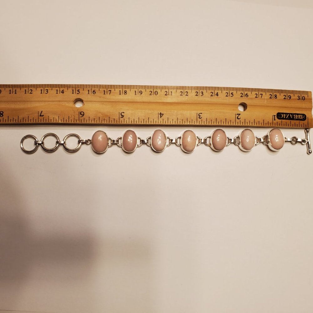 PINK  OPAL  STERLING  SILVER  BRACELET - Picture 10 of 10